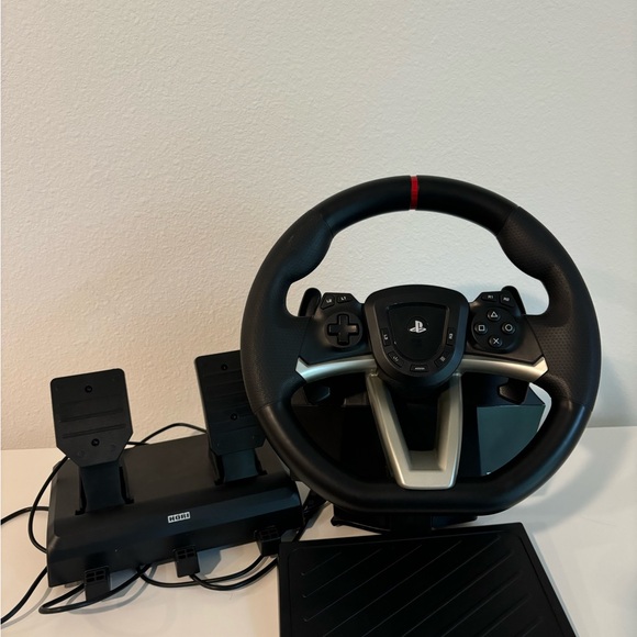 HORI Black Gaming Steering Wheel with Pedals FOR PS4 & PS5